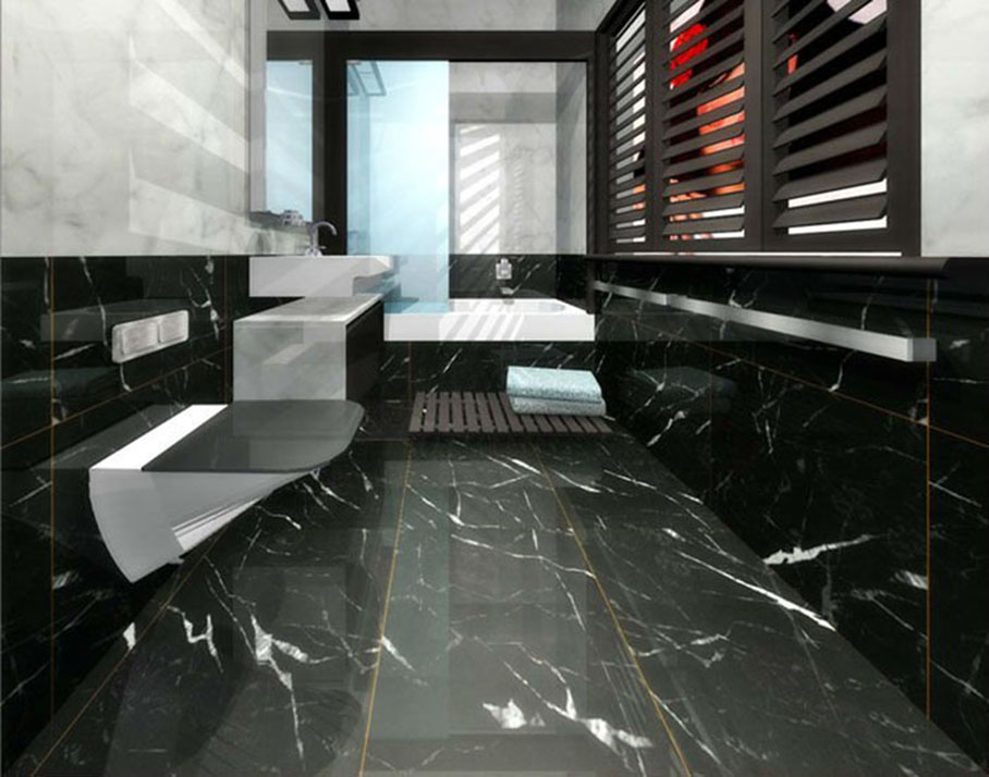 Azulejos personalizados para pisos de baño de mármol nero marquina